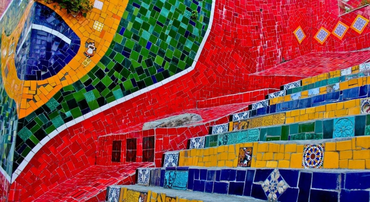 SUSHISAMBA Colorful Tile Mosaic Staircase