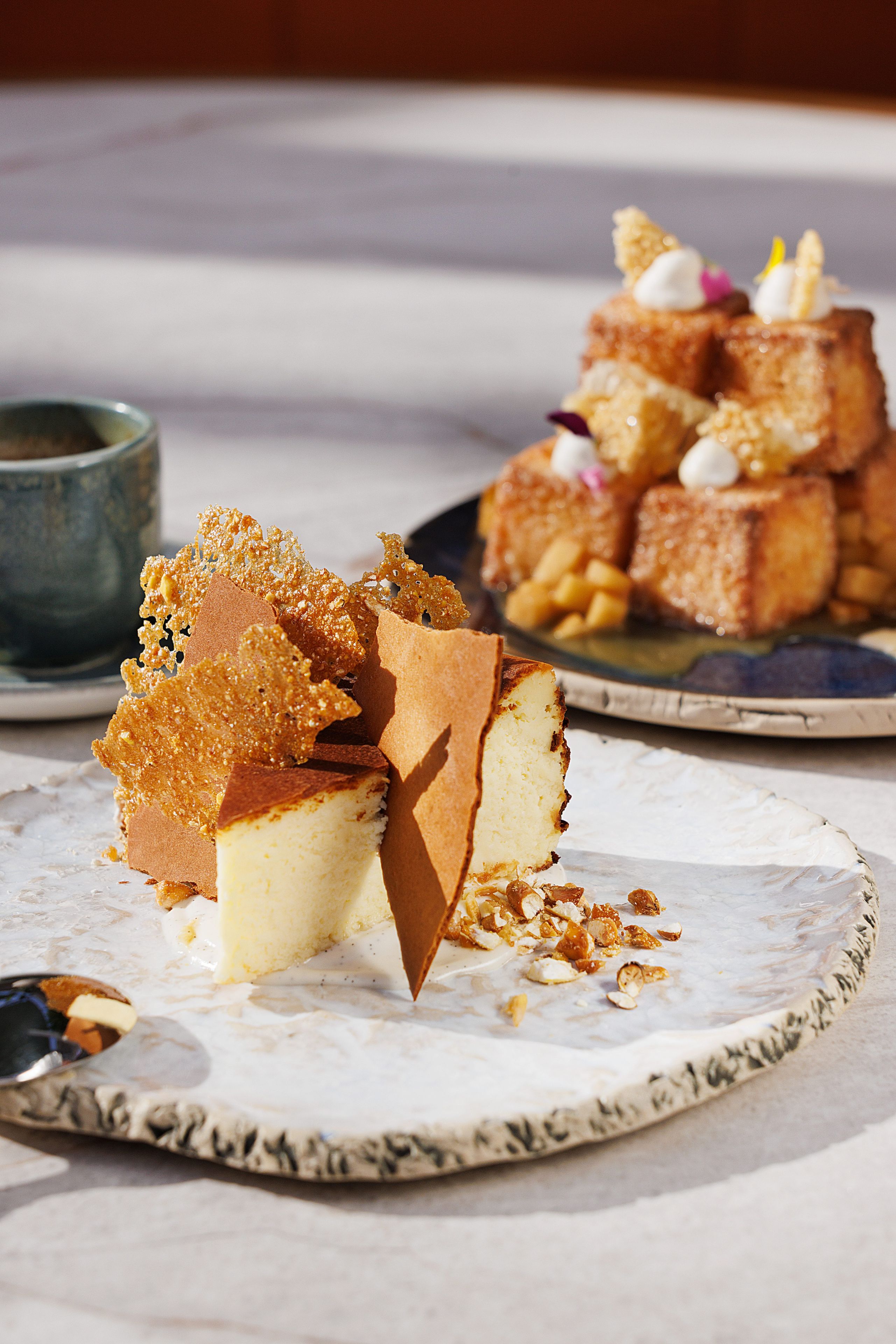 SUSHISAMBA Los Angeles Burnt Cheesecake and Honey Butter Toast dessert