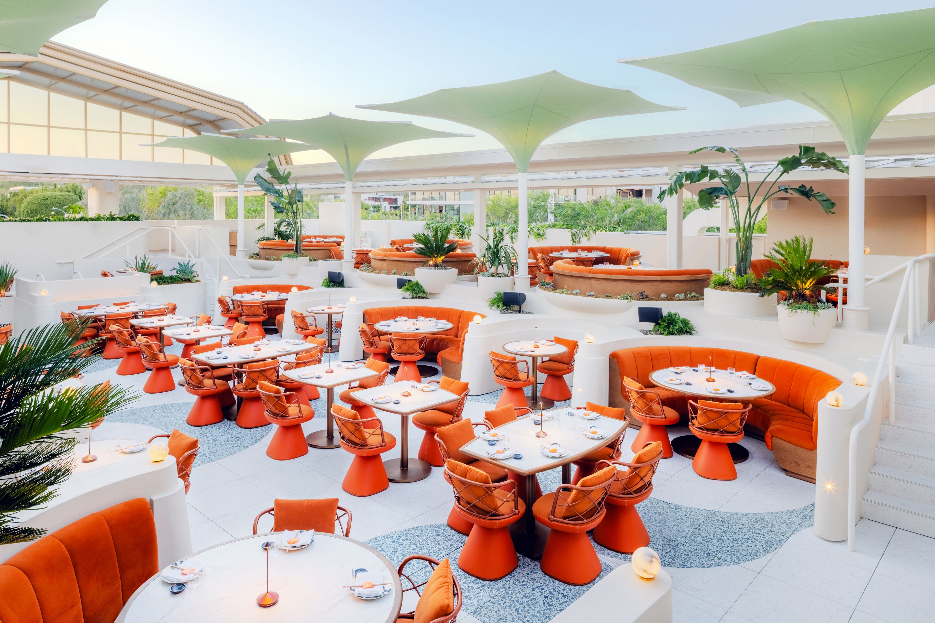 Make Reservation at SUSHISAMBA Los Angeles featuring stunning rooftop restaurant and bar with views of the Hollywood Hills.